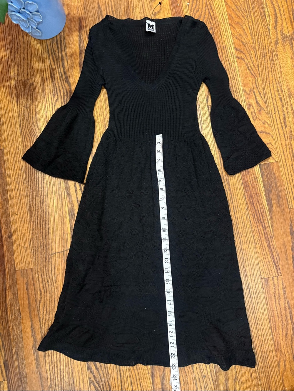 Missoni Black Knit V-Neck Midi Dress VINTAGE!!!